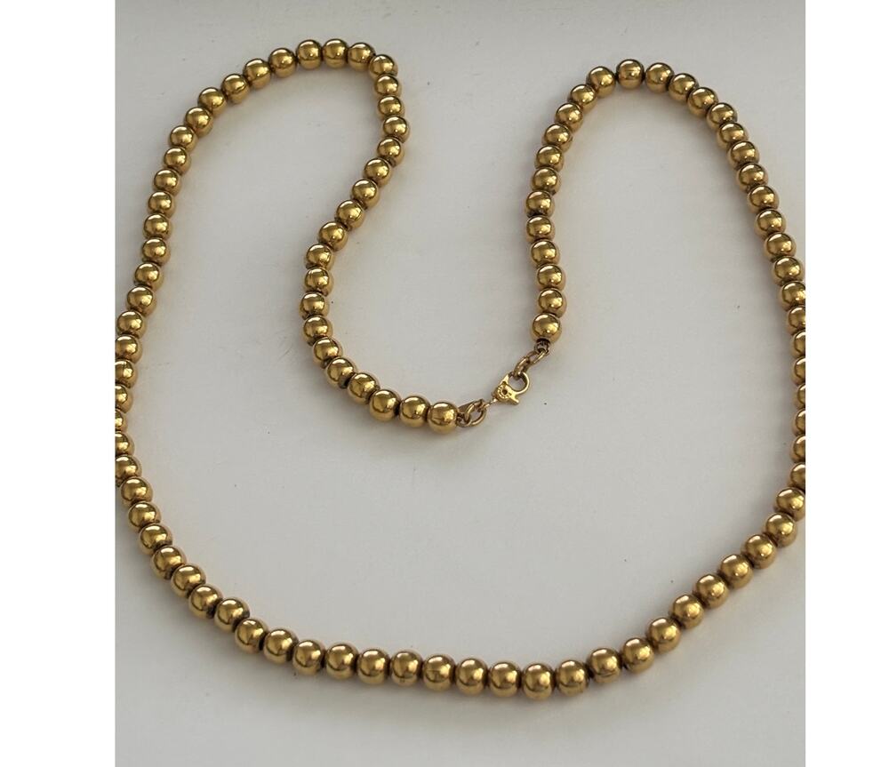 Vintage Monet Ball Beads Necklace Gold Tone